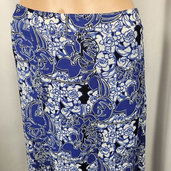 Lane Bryant Women's Floral Electric Blue Side Slit Maxi Skirt Size 14 - Picture 3 of 12